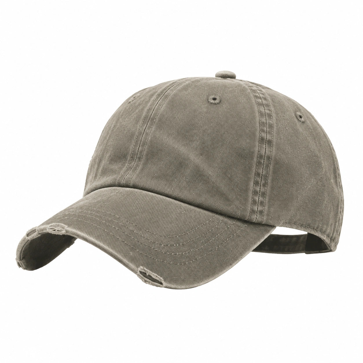 Baseballkappe Einheitsgröße aus Baumwolle Olivgrau im Used-Look mit verstellbarem Verschluss