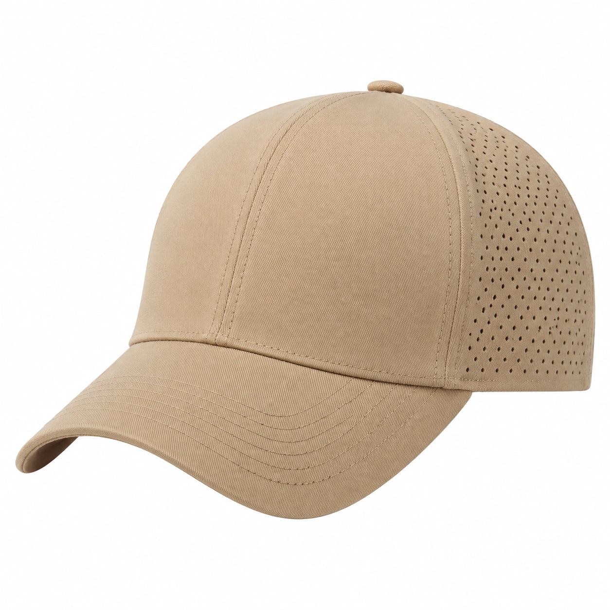 Baseballkappe Einheitsgröße Beige aus Textilgewebe mit perforierten Seitenteilen und gebogenem Schirm