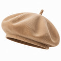 Baskenmütze Einheitsgröße aus Cordstoff Beige mit weicher Struktur