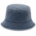Bucket Hat Einheitsgröße aus Denim in Blau mit Fransenrand für Alltag