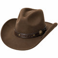 Cowboyhut Einheitsgröße Braun in Filzoptik mit dekorativem Hutband