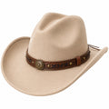 Cowboyhut Einheitsgröße aus Textil in Beige mit braunem Zierband