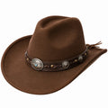 Cowboyhut Einheitsgröße Braun mit Zierband im Westernstil