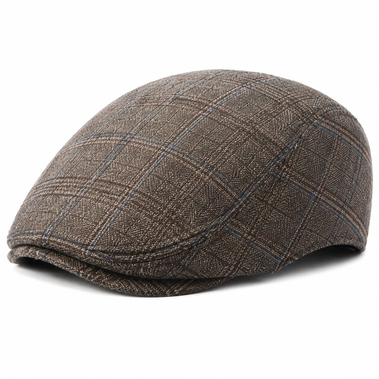 Schiebermütze Einheitsgröße aus Textil Braun mit Karomuster im klassischen Stil