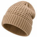 Strickmütze Einheitsgröße Beige mit Umschlag und Zopfmuster